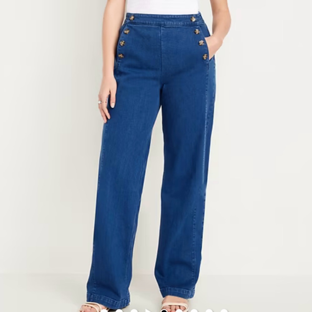 Old Navy Extra High-Waisted Mariner Wide-Leg Jeans - Dark Wash